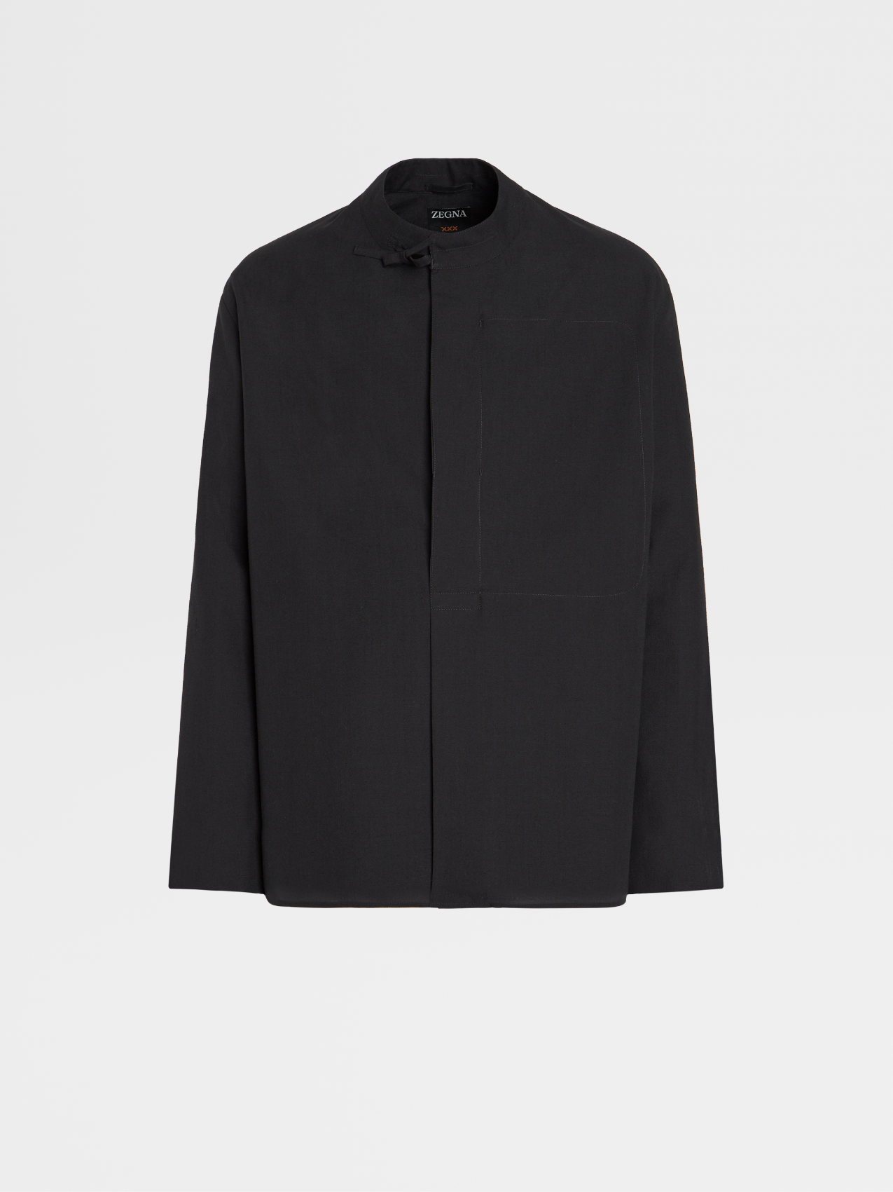 黑色棉质混纺时装秀衬衫外套